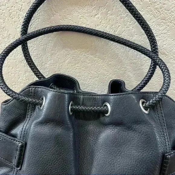 Cole Haan Black Leather Double Handle Side pockets  Shoulder Bag Purse - Picture 7 of 15